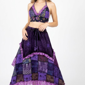 Boho Patchwork Cotton Skirt
