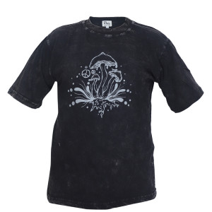 Mushroom Printed Cotton Tie-Dye T-Shirt