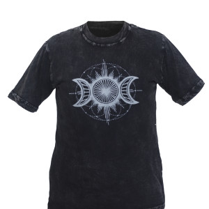 Three Moon Printed Cotton Tie-Dye T-Shirt