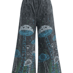 Stonewashed Mushroom Printed Cotton Trousers