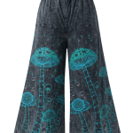 Stonewashed Mushroom Printed Cotton Trousers