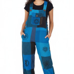 Stylish Blue Patchwork Cotton Jumpsuit/Dungaree