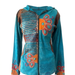 Blue Razor-cut Hippie Cotton  Jacket