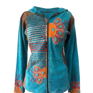 Blue Razor-cut Hippie Cotton  Jacket
