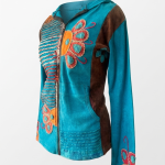 Blue Razor-cut Hippie Cotton  Jacket