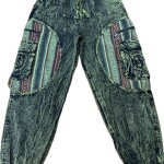 Cotton Stonewashed Baggy Trousers
