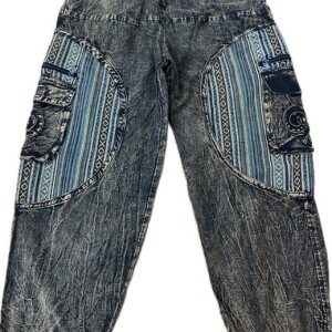 Cotton Stonewashed Baggy Trousers