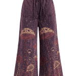 Stonewashed Mushroom Printed Cotton Trousers