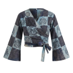 Patchwork Stonewash Wrap Tops