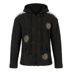 Ripped Patches Stitched Style Patchwork Woolen Hoodie Jacket