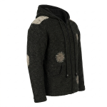 Ripped Patches Stitched Style Patchwork Woolen Hoodie Jacket