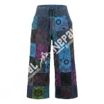 Patchwork Printed Wide Leg Cotton Trouser