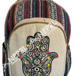 Hamsa Print Hemp Backpack