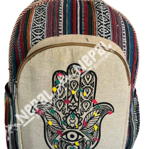 Hamsa Print Hemp Backpack