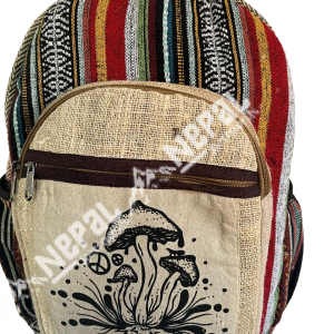 Mushroom Print Hemp Backpack