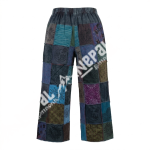 Patchwork Printed Wide Leg Cotton Trouser