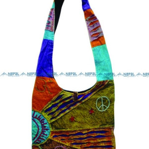 Peace Symbol Cotton Shoulder Bag