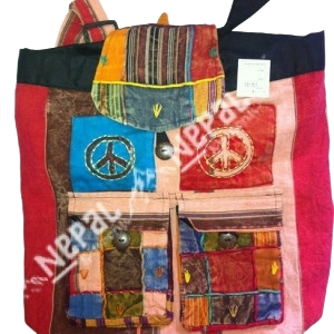 Hippie Cotton Razor Cut & Stonewash double Pocket Backpack
