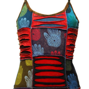 Razor Cut Hamsa Hand Print Women's Cotton Tank Top