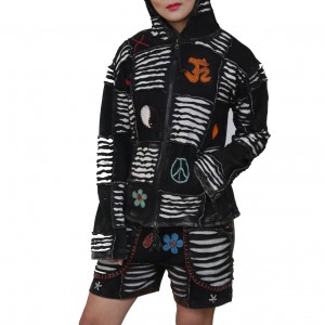Cotton Rib Patch Work Hoodie Jecket