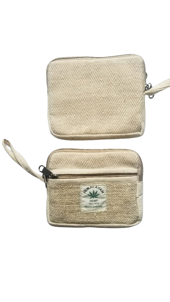 Hemp Small Coin Pouch – Handmade in Nepal | Eco-Friendly Wallet