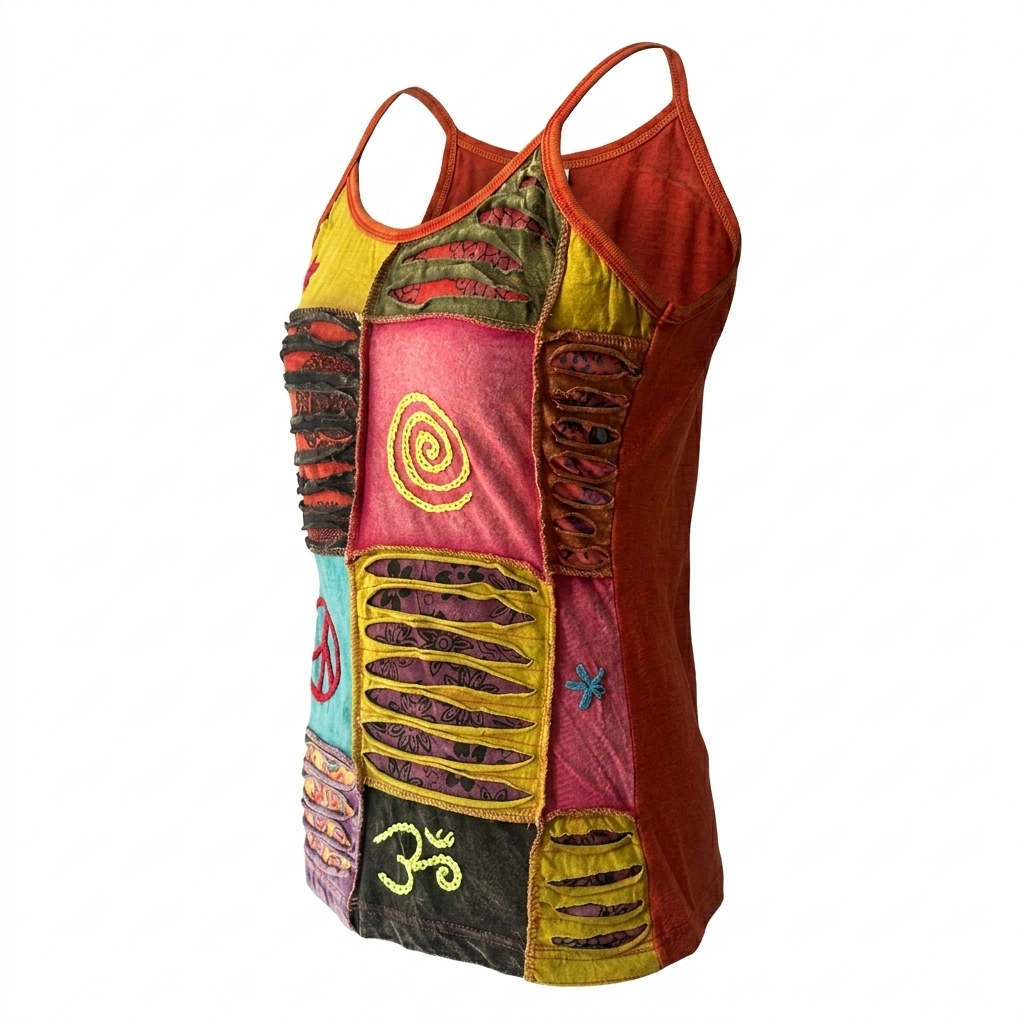 Peace & OM Bohemian Women's Tank top– Handmade in Nepal | Boho Hippie Wear