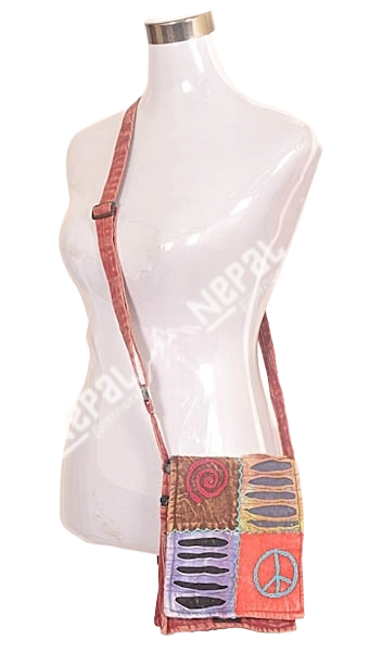 Crossbody Cotton Shoulder  Passport Bag – Handmade in Nepal | Boho Travel Bag