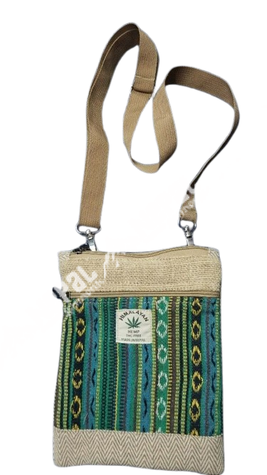 Hemp Side Bag / Passport Bag – Handmade in Nepal | Eco-Friendly Travel Bag
