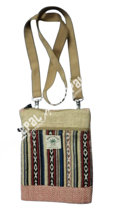 Hemp Side Bag / Passport Bag – Handmade in Nepal | Eco-Friendly Travel Bag