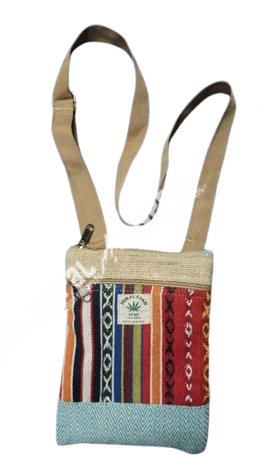 Hemp Side Bag / Passport Bag – Handmade in Nepal | Eco-Friendly Travel Bag