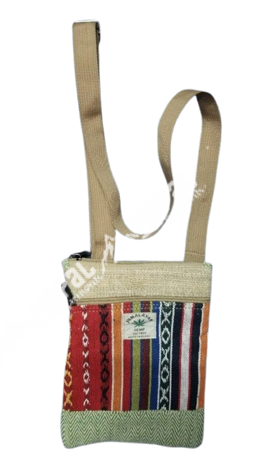 Hemp Side Bag / Passport Bag – Handmade in Nepal | Eco-Friendly Travel Bag