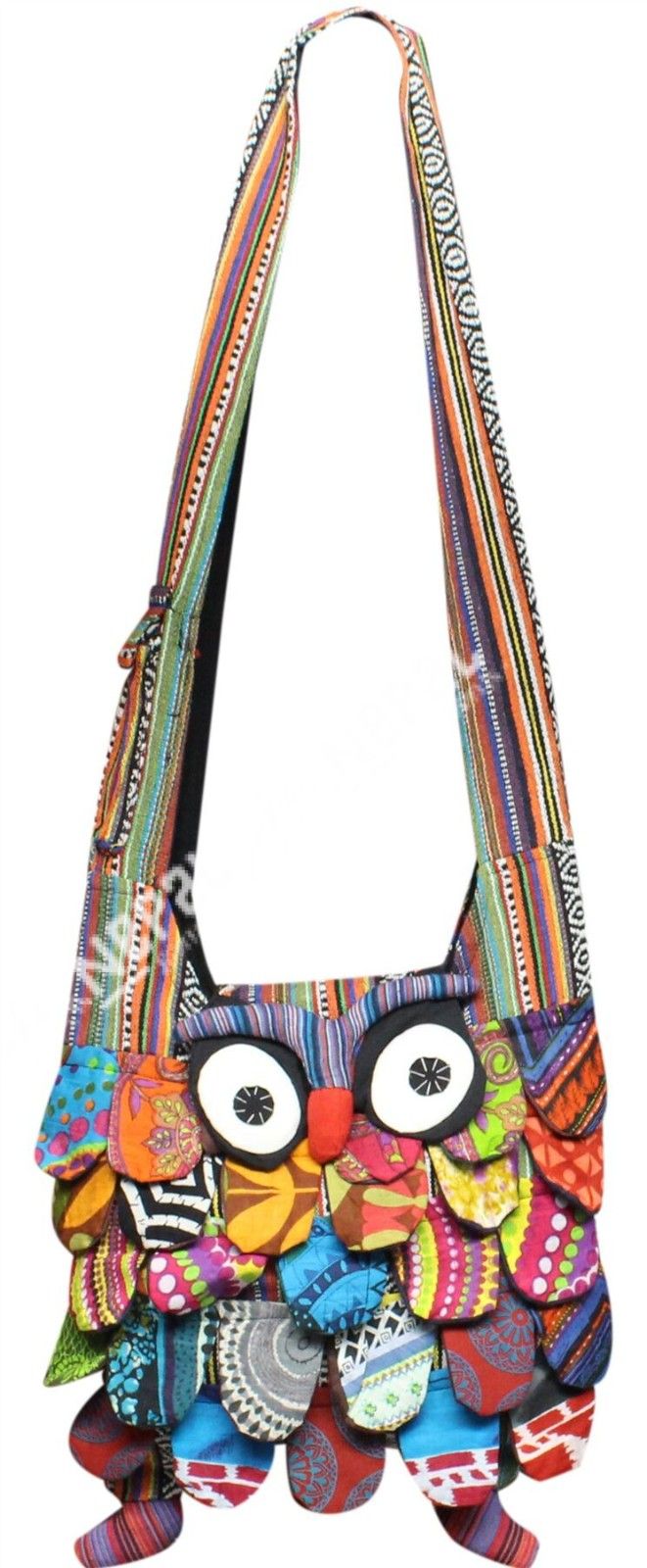 Owl Patchwork Crossbody Bag – Handmade in Nepal | Boho Bag
