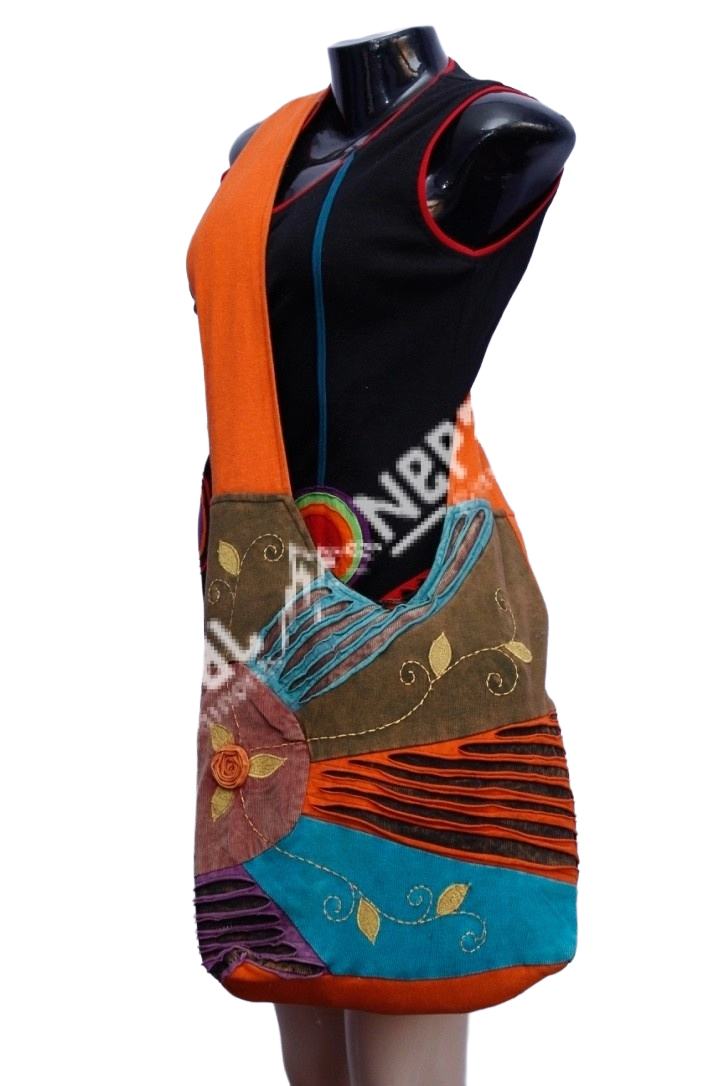 Hand-Embroidered Hippie Crossbody Shoulder Bag – Handmade in Nepal | Boho Bag