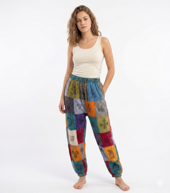 Hippie Cotton Patchwork Trouser – Handmade in Nepal | Boho Pants