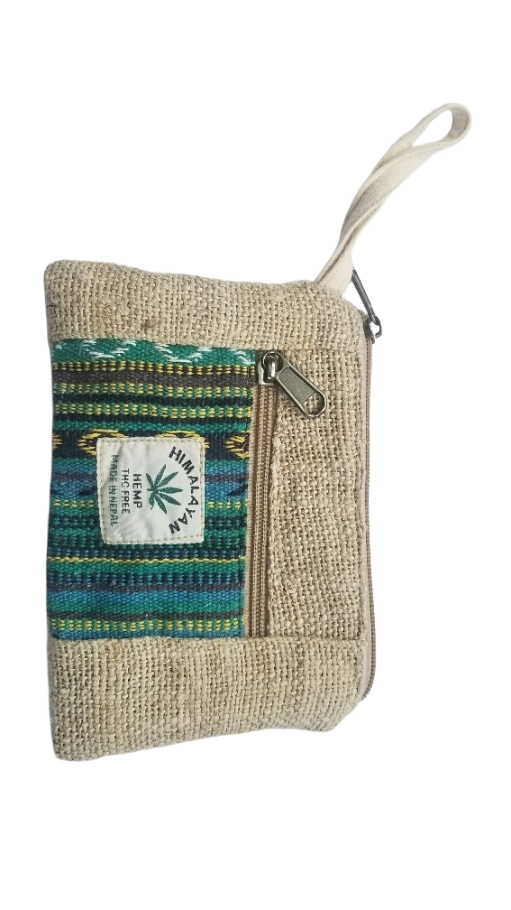 Multicolor Hemp Coin Pouch – Handmade in Nepal | Eco-Friendly Wallet