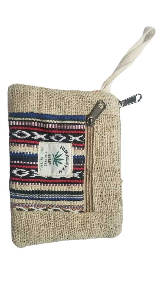 Multicolor Hemp Coin Pouch – Handmade in Nepal | Eco-Friendly Wallet