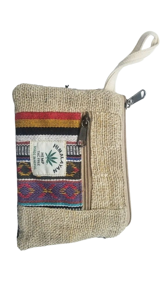 Multicolor Hemp Coin Pouch – Handmade in Nepal | Eco-Friendly Wallet