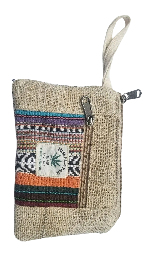 Multicolor Hemp Coin Pouch – Handmade in Nepal | Eco-Friendly Wallet