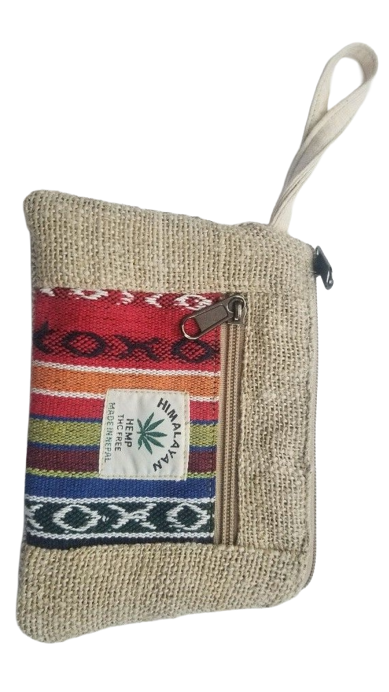 Multicolor Hemp Coin Pouch – Handmade in Nepal | Eco-Friendly Wallet