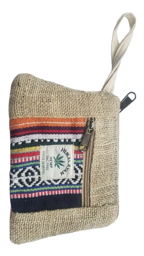 Multicolor Hemp Coin Pouch – Handmade in Nepal | Eco-Friendly Wallet