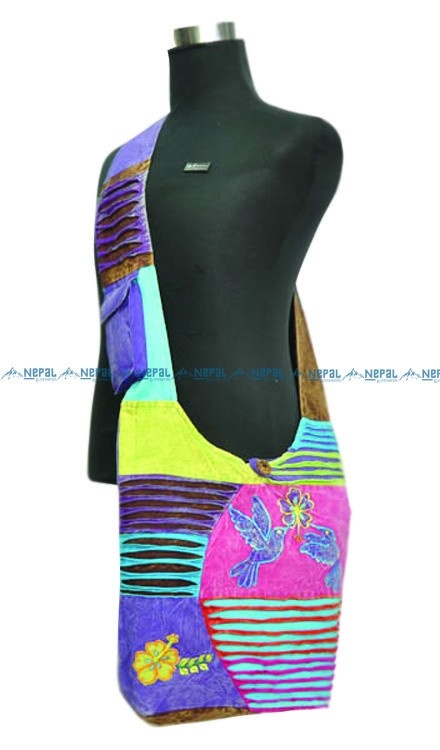 Hand Embroidery with Razer-Cut Shoulder Bag