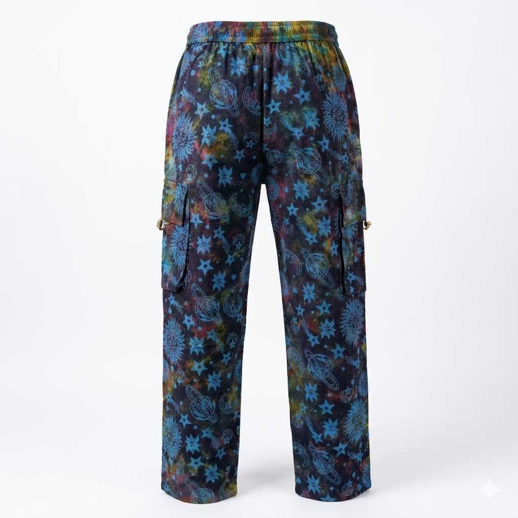 Printed Tie-Dye Cargo Pants – Handmade in Nepal | Boho Trousers