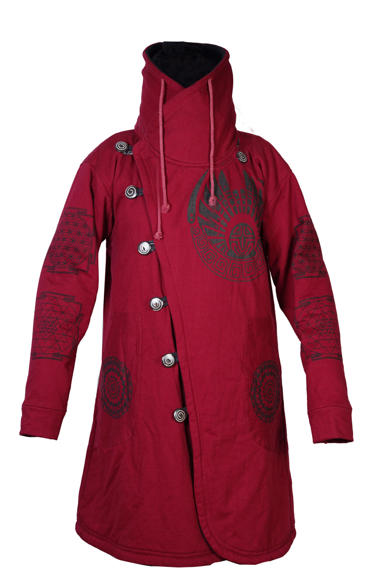 Stylish Long Printed Cotton Fleeced Coat /Jacket