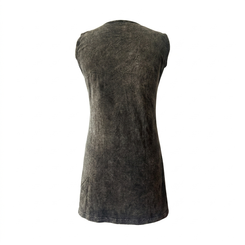 stonewashed razor cut dress