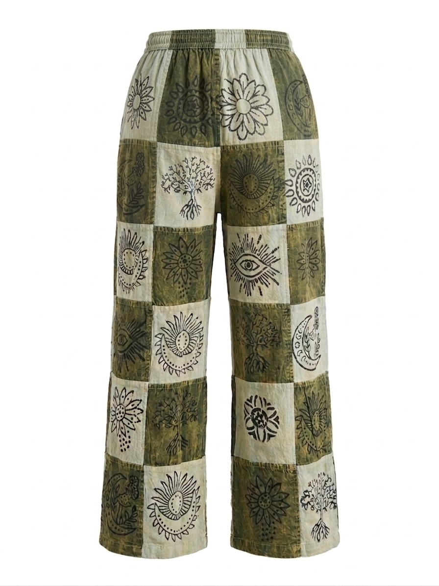 Patchwork Stonewash Trousers – Handmade in Nepal | Boho Pants