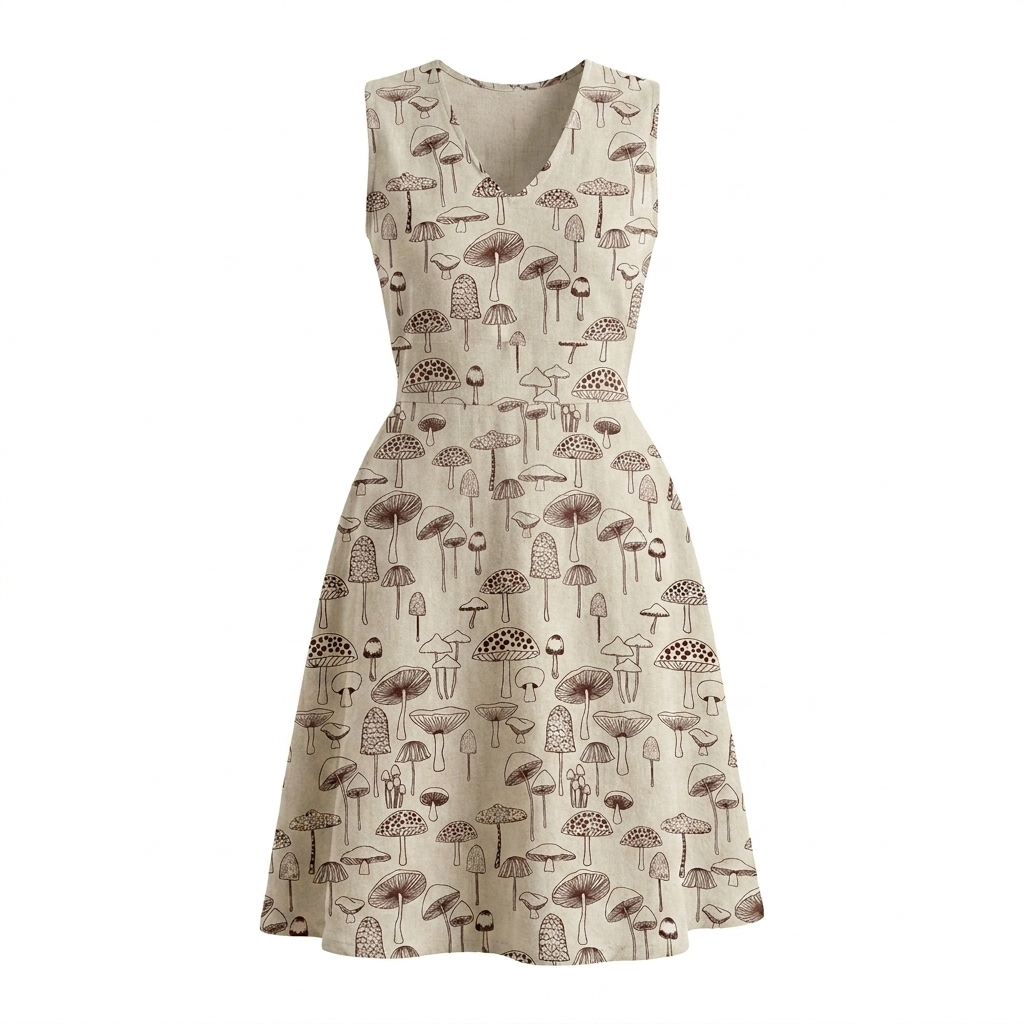 Mushroom Printed Cotton Dress