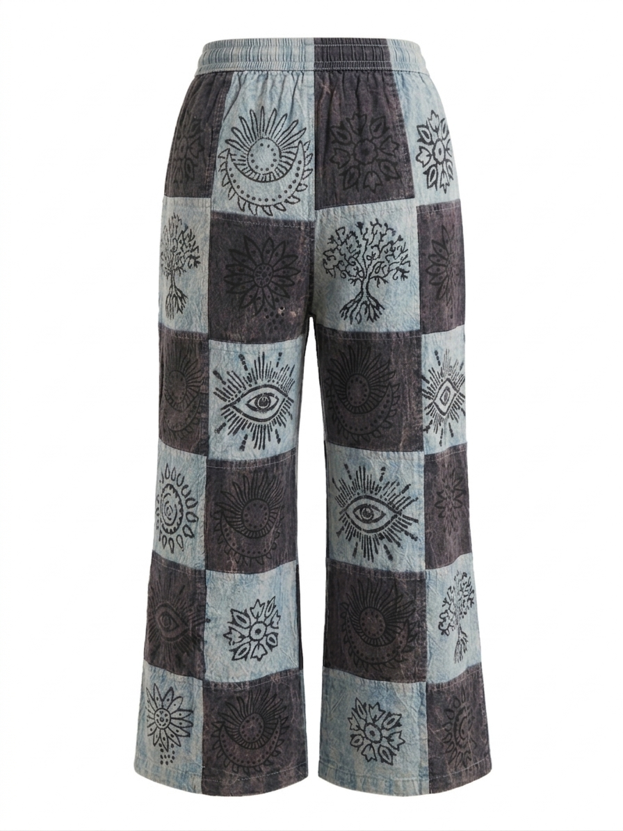 Patchwork Stonewash Trousers – Handmade in Nepal | Boho Pants