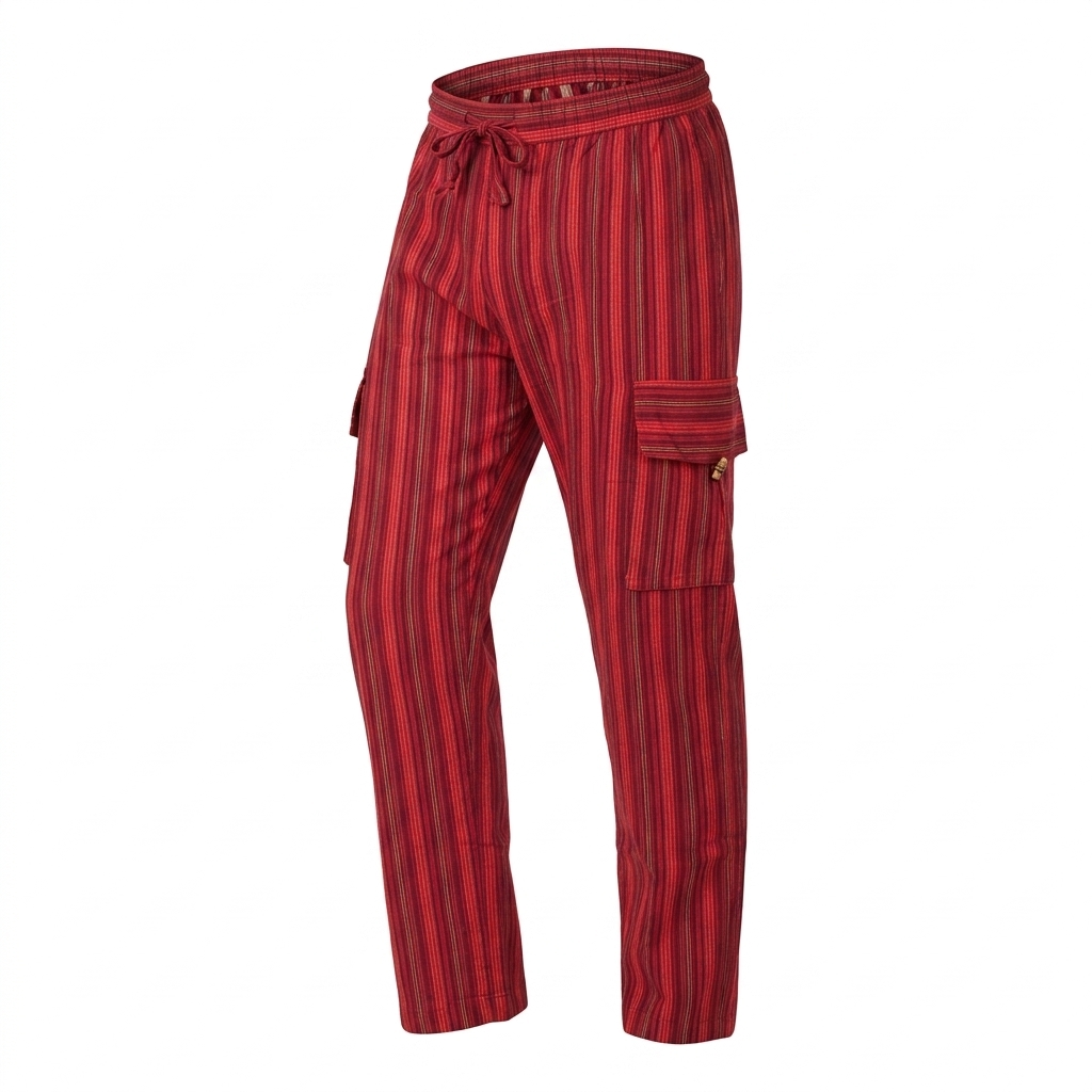 Striped Cotton Cargo Pants/Trousers
