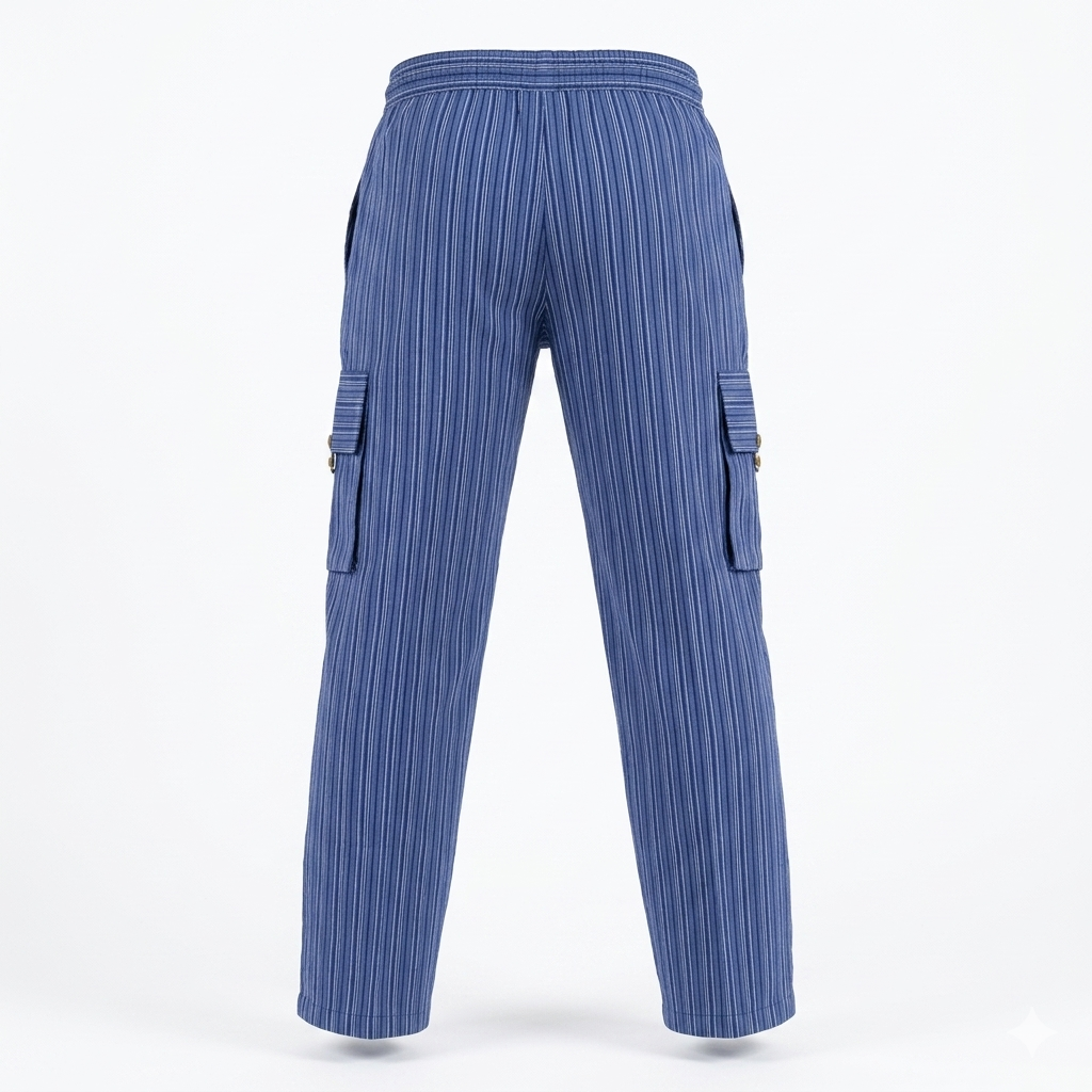 Striped Cotton Cargo Pants/Trousers