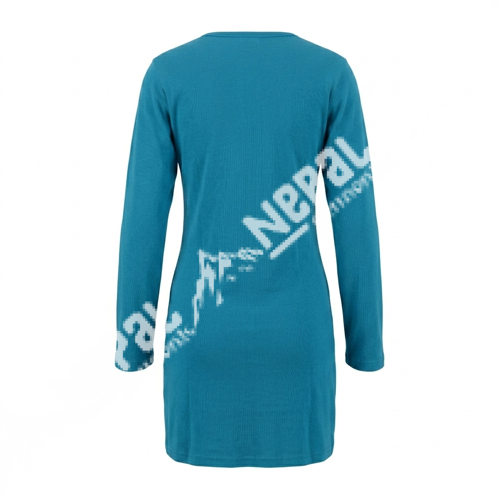 Blue Hand Embroidered Razor-Cut Cotton Dress